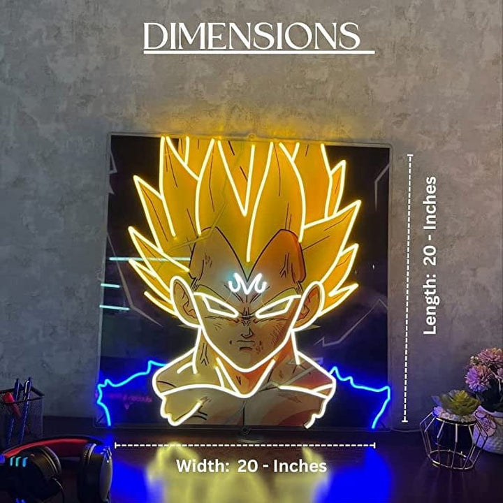 Enseigne néon Anime Songoku, panneau LED imprimé UV 20x20 pouces, décor de jeu pour garçons et enfants avec variateur et adaptateur d'alimentation