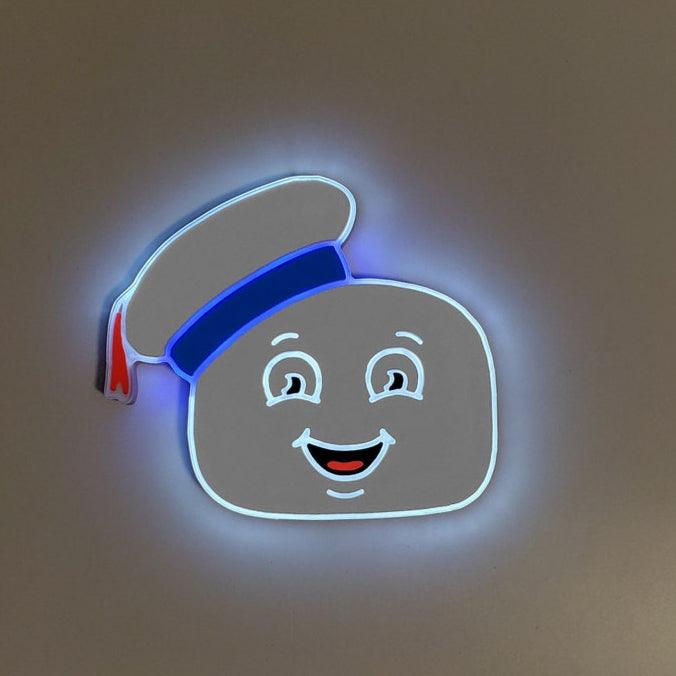 Marshmallow man Sign, Neon like, LED, Light, Marshmallow man Wall decor, Marshmallow man night light, edge Lit LED, fan art