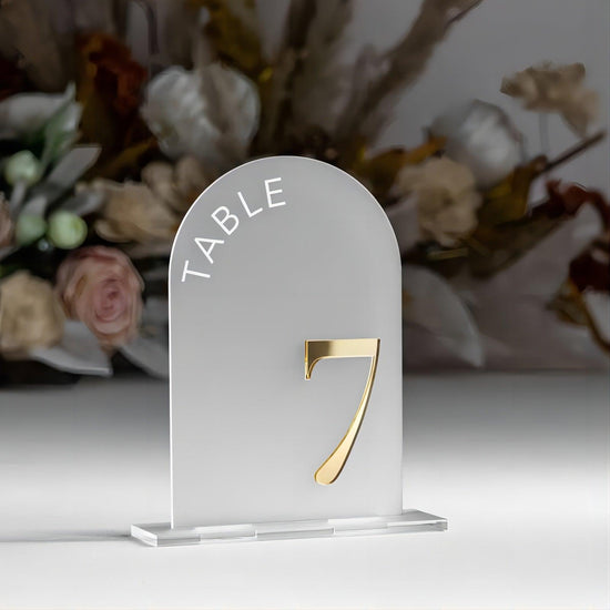 Frosted Acrylic Arch Table Numbers Frosted Acrylic Sign Wedding Table Decor