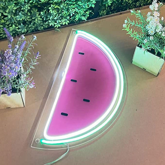 Watermelon Neon Sign, UV Printed  13 x 14 Inches Fruit Neon Aesthetic Decorations for Home, Juices Bar ,Nursery, Parties