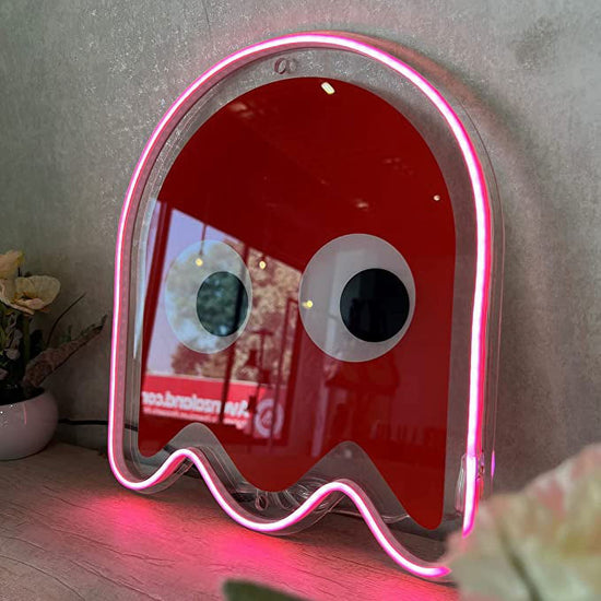 Enseigne au néon imprimée UV Pac Man Ghost 12" x 13" lumières pour les décorations de salle de jeux.