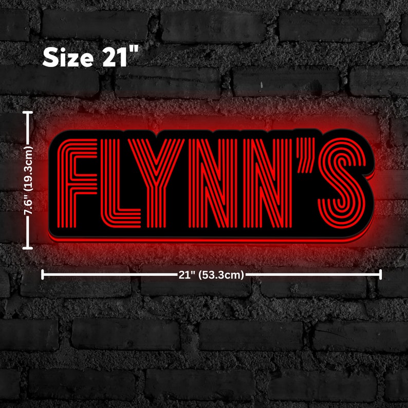 Flynn's Arcade LED Sign, Great Nostalgic Decoration, Fully Dimmable & Powered by USB