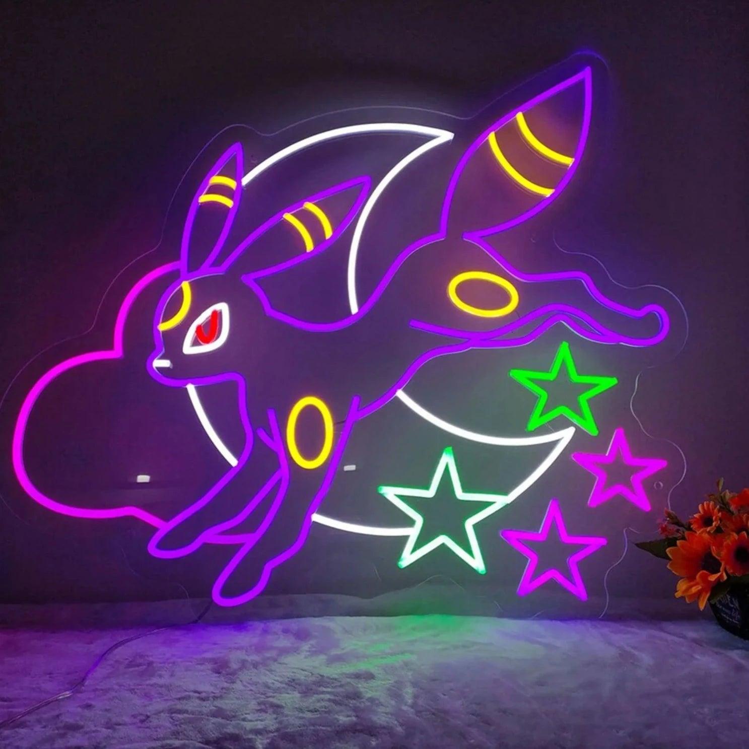 Slyveon Neon Sign Anime Neon Sign Cute and Kawaii Slyveon Gorgeous Game Room Light Wall Art Neon Sign Bedroom Neon Lights - FYLZGO Signs