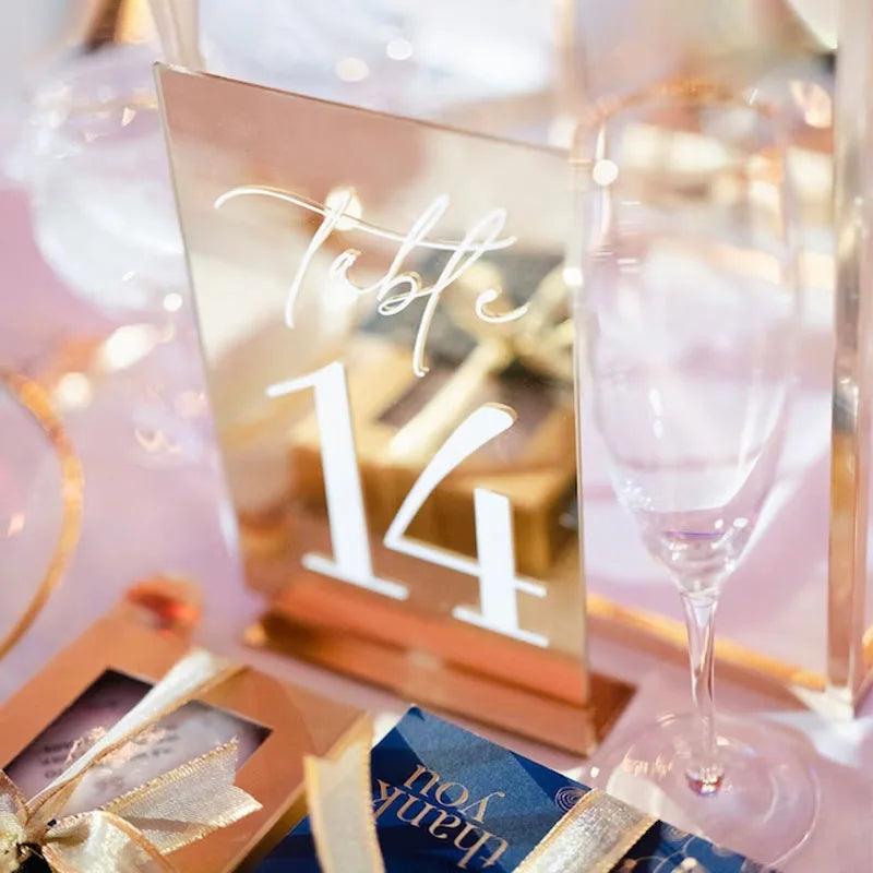 Modern Table Numbers - Wedding Table Numbers - Gold Mirror Table Signs - Wedding Table Decor - Reception Signage - FYLZGO Signs