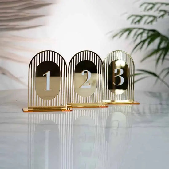 Gold Mirror Table Number Arch Table Numbers Acrylic Gateway Table Number Double-layered Table Number Wedding Party Table Decor