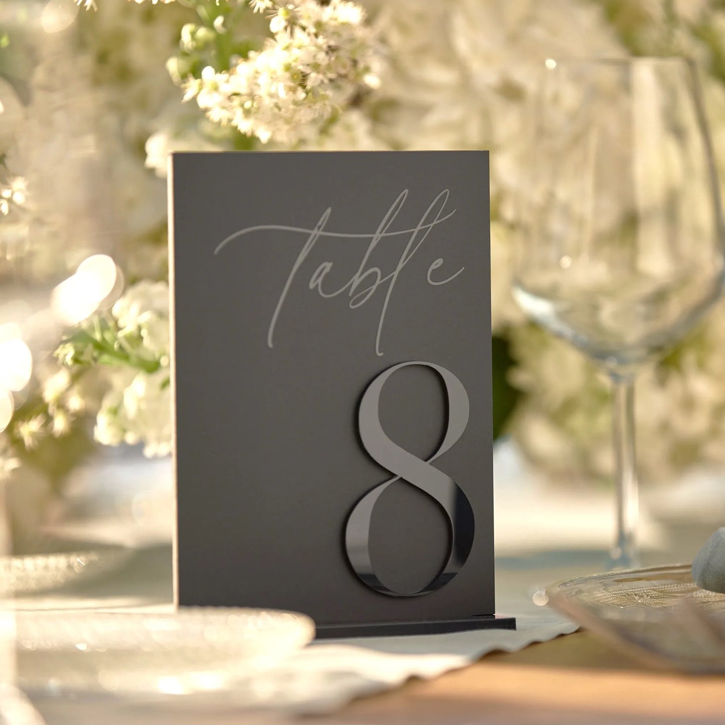 Wedding Table Numbers 3D Black Matte Wedding Table Decor Wedding Stationery Black Wedding Reception Decor