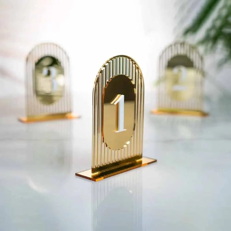 Gold Mirror Table Number Arch Table Numbers Acrylic Gateway Table Number Double-layered Table Number Wedding Party Table Decor