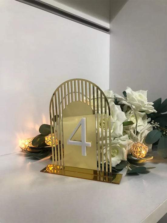 Gold Mirror Table Number Arch Table Numbers Acrylic Gateway Table Number Double-layered Table Number Wedding Party Table Decor