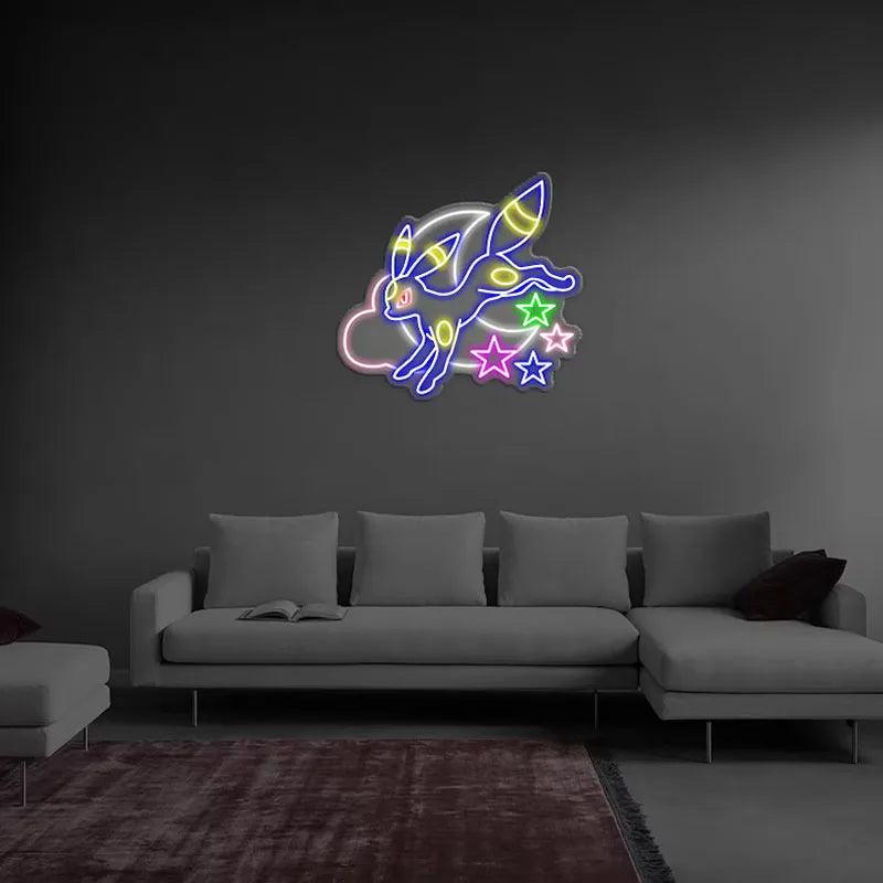 Slyveon Neon Sign Anime Neon Sign Cute and Kawaii Slyveon Gorgeous Game Room Light Wall Art Neon Sign Bedroom Neon Lights - FYLZGO Signs