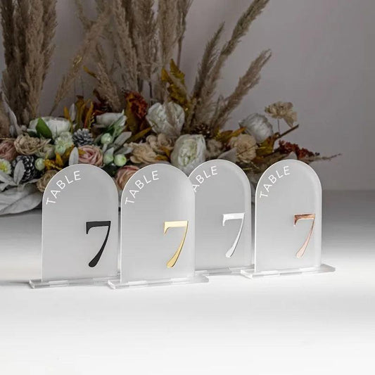 Frosted Acrylic Arch Table Numbers Frosted Acrylic Sign Arch Table Numbers Wedding Table Decor Wedding Signage For Wedding Decor - FYLZGO Signs