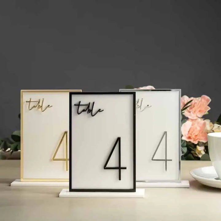 Acrylic Wedding Reception Table Numbers With Stands Birthday Decor Anniversary Baby Bridal Shower Modern & Chic Table Numbers