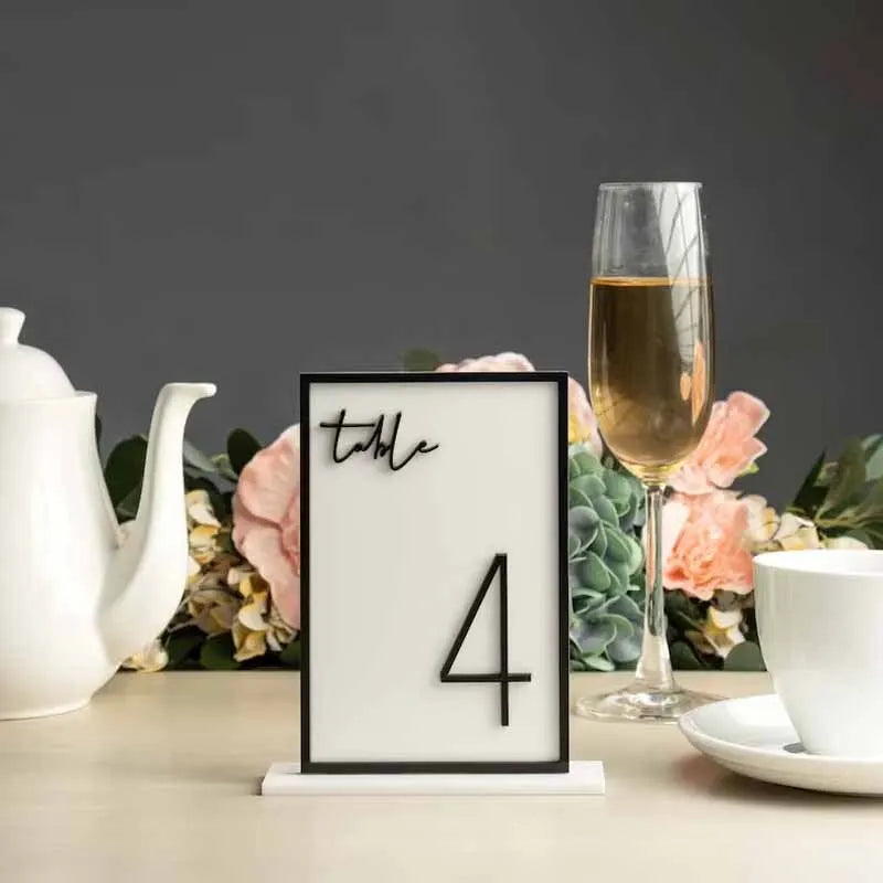 Acrylic Wedding Reception Table Numbers With Stands Birthday Decor Anniversary Baby Bridal Shower Modern & Chic Table Numbers