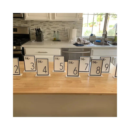 Acrylic Wedding Reception Table Numbers With Stands Birthday Decor Anniversary Baby Bridal Shower Modern & Chic Table Numbers