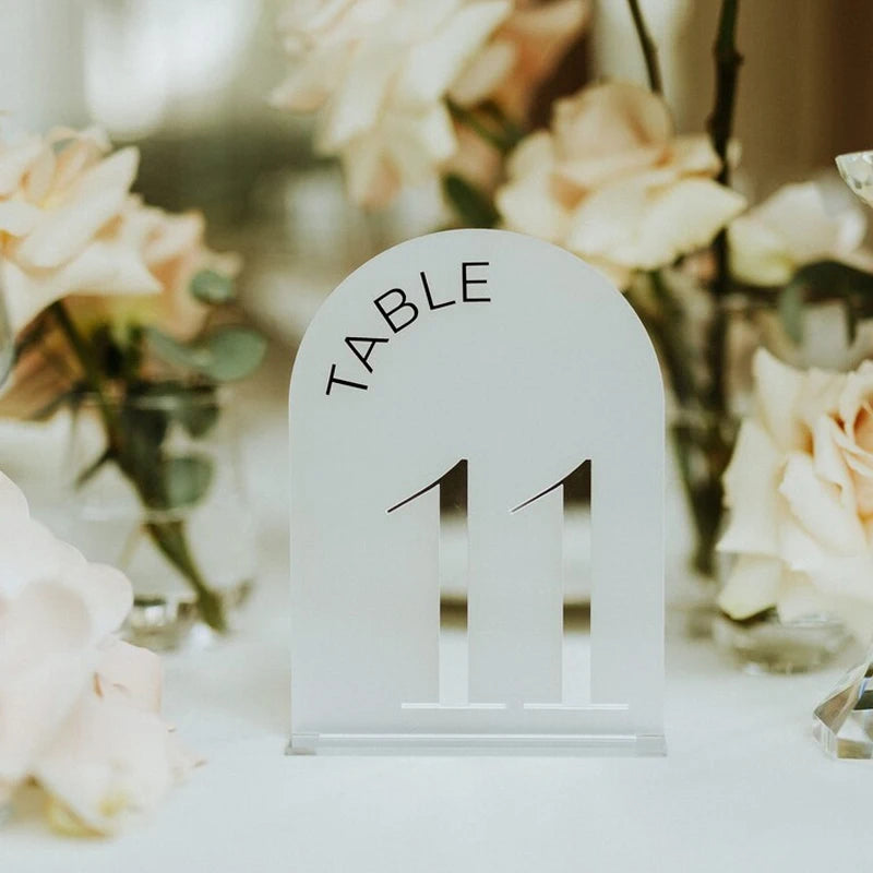 Arch Acrylic Table Numbers with Stands,3D Silver Mirror Table Signs,Frosted Acrylic Wedding Table Signs,Wedding Reception Decor