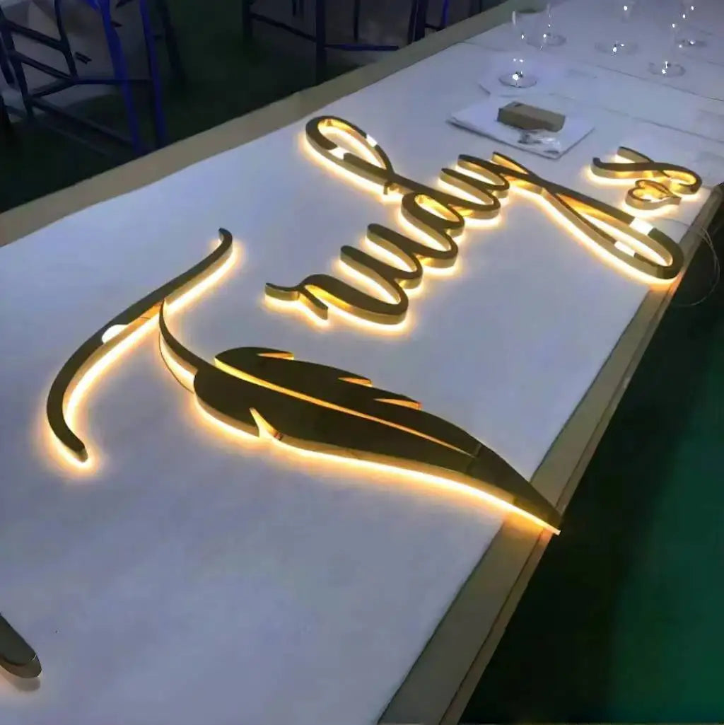 Custom LED Business Logo 3D Illuminated Letters LED Backlit Sign Business Signage Metal 3d Business Sign