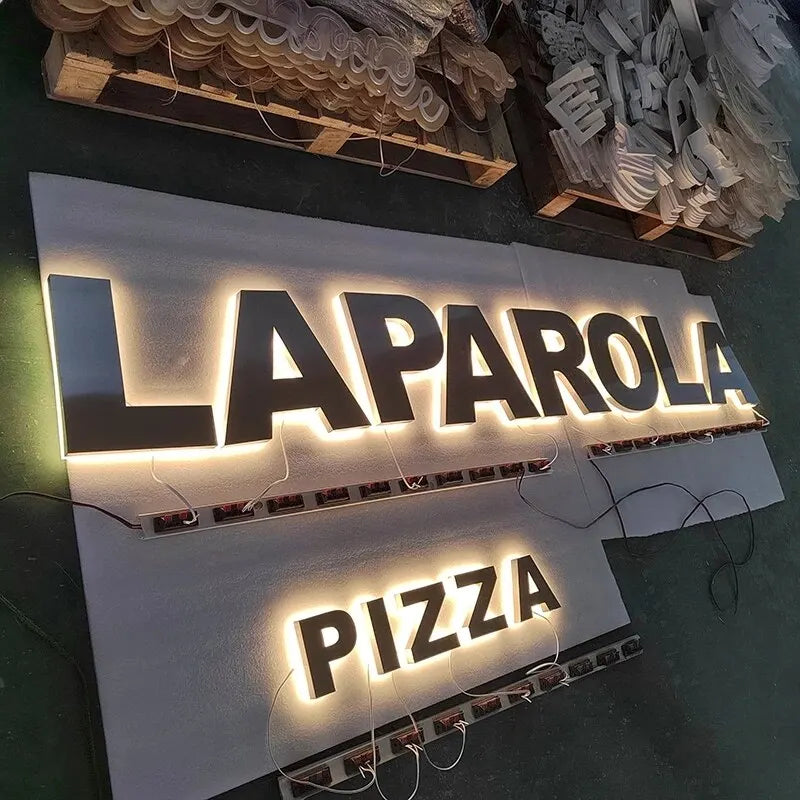 Custom LED Business Logo 3D Illuminated Letters LED Backlit Sign Business Signage Metal 3d Business Sign