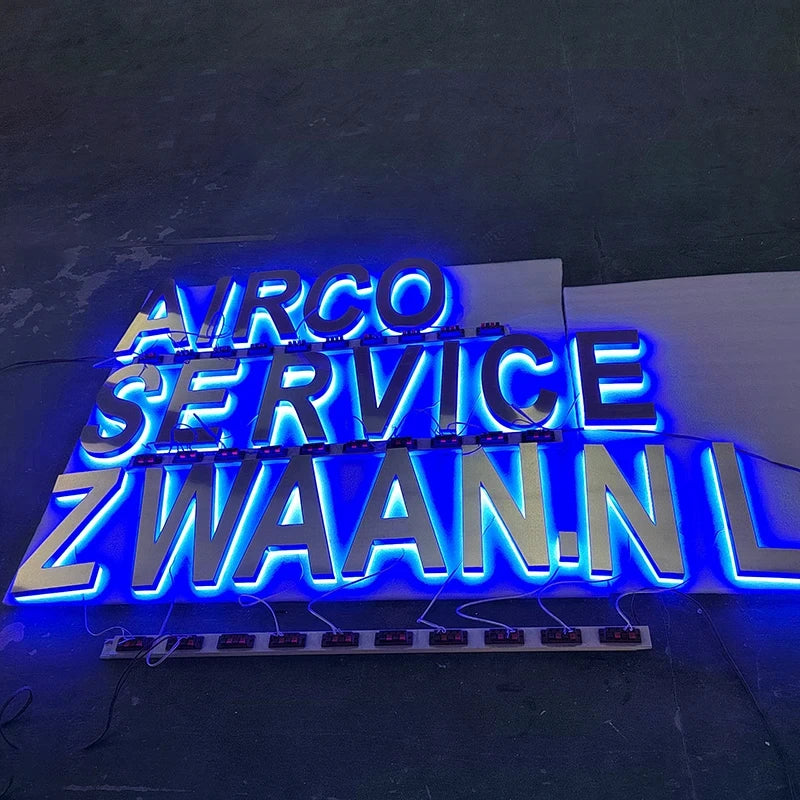 Custom LED Business Logo 3D Illuminated Letters LED Backlit Sign Business Signage Metal 3d Business Sign