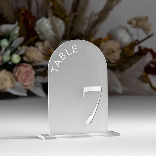 Frosted Acrylic Arch Table Numbers Frosted Acrylic Sign Wedding Table Decor