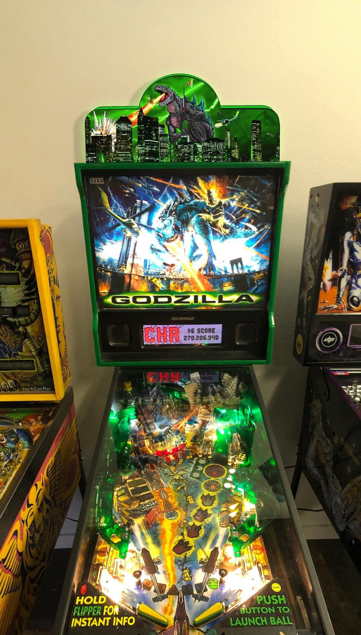 Godzilla Pinball Topper 3D Printed LED Lightbox for Godzilla 1998 in Madison Square Garden Fans, Pinball Arcade Decor, Perfect for Game Room or Pinball Machine