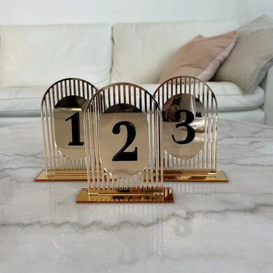 Gold Mirror Table Number Arch Table Numbers Acrylic Gateway Table Number Double-layered Table Number Wedding Party Table Decor