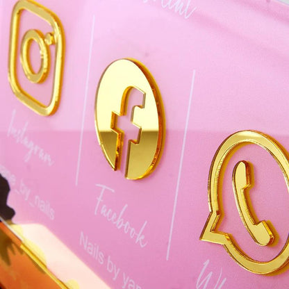 Customize Social Business Media Sign Gold Instagram Wedding Salon Beauty Plate With Base Customized Acrylic Plexiglass - FYLZGO Signs