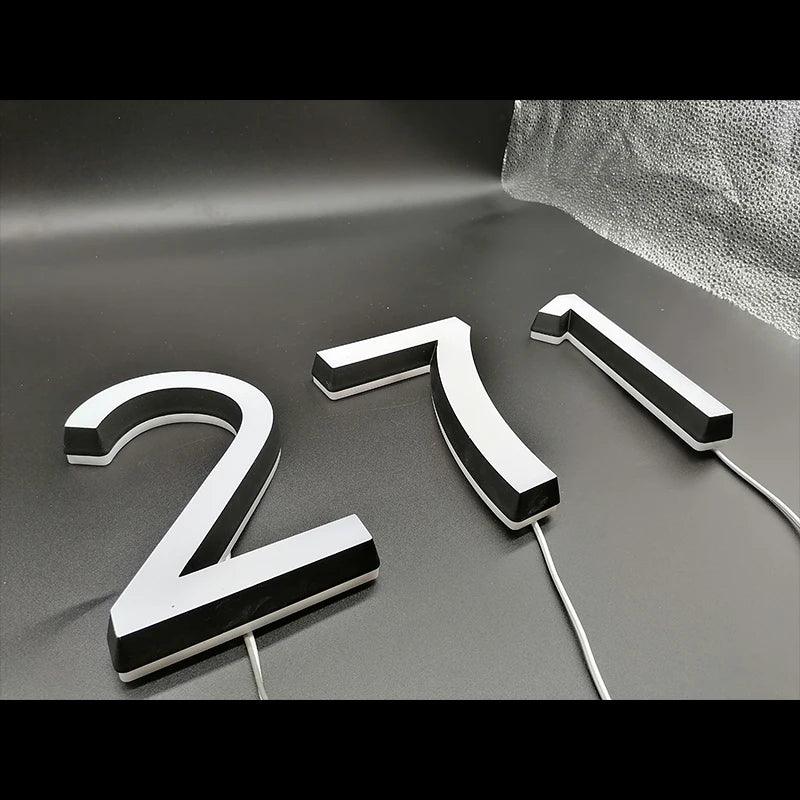 Mini House Numbers Acrylic 3D Modern Customs Door Plates Stainless Steel Letter Sign - FYLZGO Signs