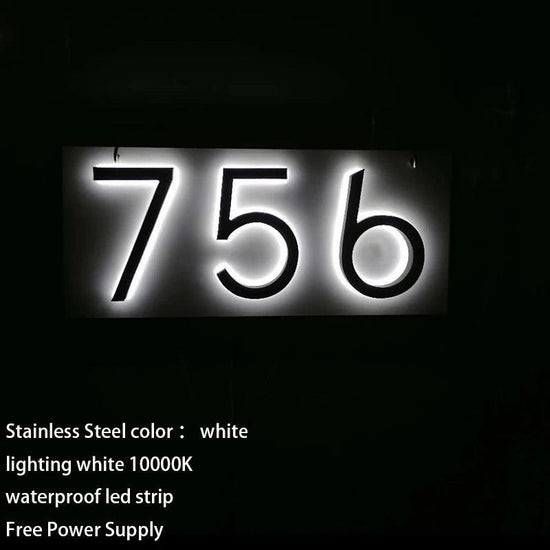 Led outdoor waterproof home name figures exterior acrylic metal illuminated house numbers signs for door room apartment