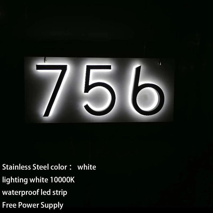 Led outdoor waterproof home name figures exterior acrylic metal illuminated house numbers signs for door room apartment - FYLZGO Signs