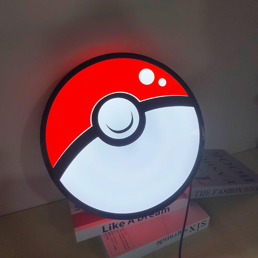 Poké Ball Logo Lightbox Custom Wall Decor for Business Shop Hanging Art 12 Inches Kids Nightlight 3D Print Gift Light - FYLZGO Signs