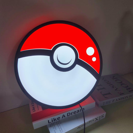 Poké Ball Logo Lightbox Custom Wall Decor for Business Shop Hanging Art 12 Inches Kids Nightlight 3D Print Gift Light - FYLZGO Signs