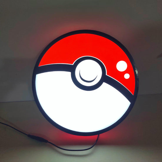 Poké Ball Logo Lightbox Custom Wall Decor for Business Shop Hanging Art 12 Inches Kids Nightlight 3D Print Gift Light - FYLZGO Signs