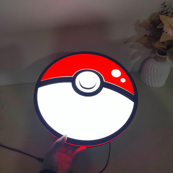 Poké Ball Logo Lightbox Custom Wall Decor for Business Shop Hanging Art 12 Inches Kids Nightlight 3D Print Gift Light - FYLZGO Signs