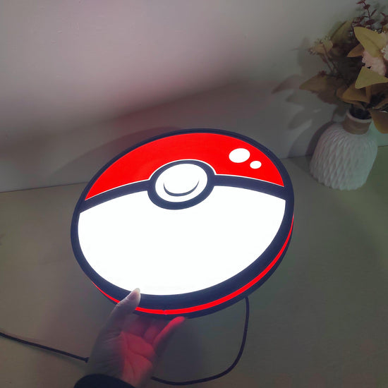 Poké Ball Logo Lightbox Custom Wall Decor for Business Shop Hanging Art 12 Inches Kids Nightlight 3D Print Gift Light - FYLZGO Signs