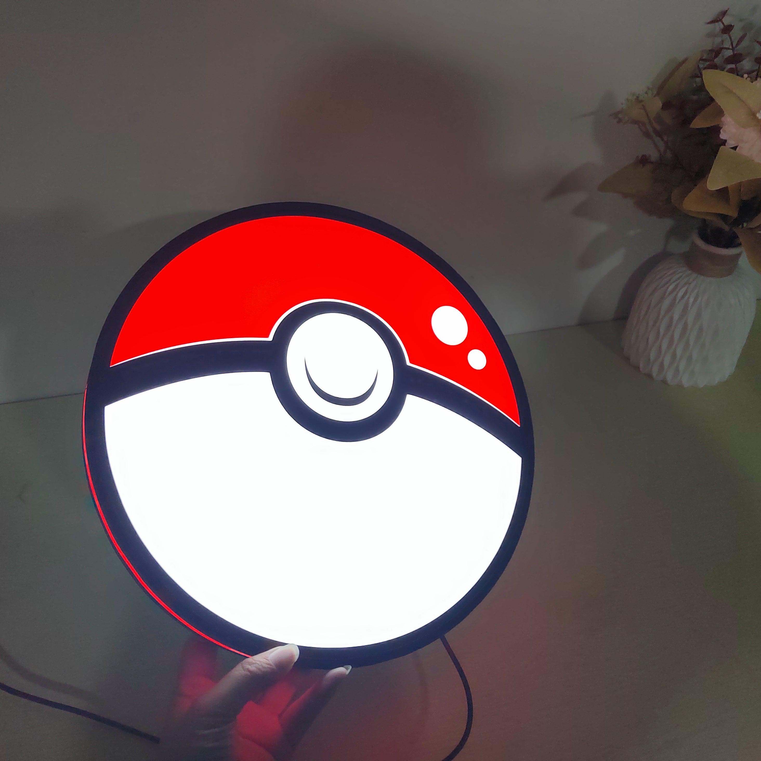 Poké Ball Logo Lightbox Custom Wall Decor for Business Shop Hanging Art 12 Inches Kids Nightlight 3D Print Gift Light - FYLZGO Signs