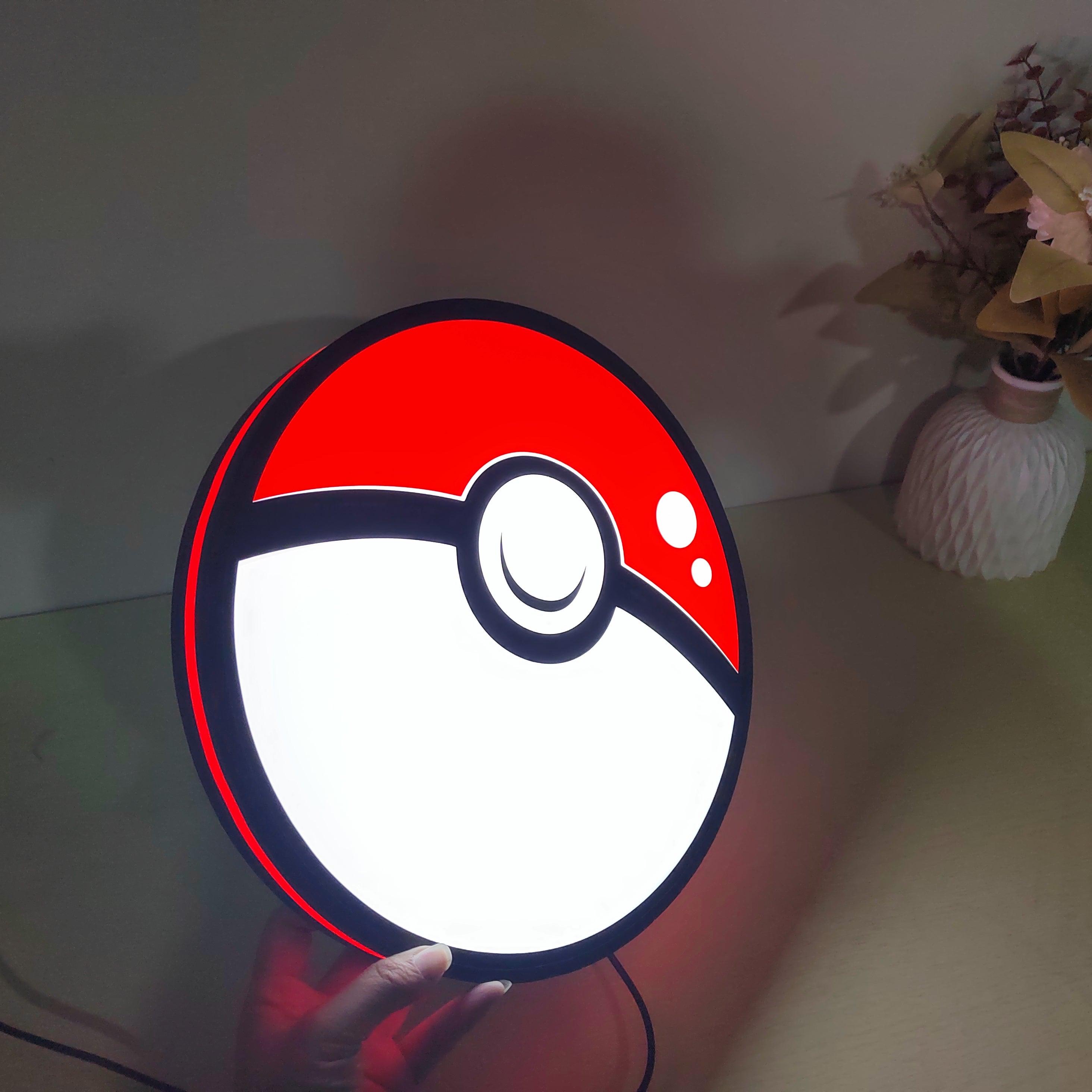 Poké Ball Logo Lightbox Custom Wall Decor for Business Shop Hanging Art 12 Inches Kids Nightlight 3D Print Gift Light - FYLZGO Signs