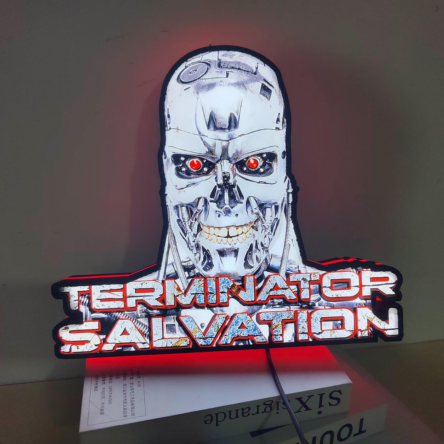 Custom Cyborg Skull Action Movie Salvation Logo LED Nightlight 3D Print Desktop Lightbox - FYLZGO Signs