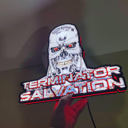 Custom Cyborg Skull Action Movie Salvation Logo LED Nightlight 3D Print Desktop Lightbox - FYLZGO Signs