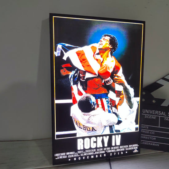 Rocky IV Poster LED Lightbox Fully Dimmable & Powered by USB 3D Printed Movie Poster