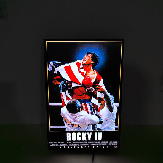 Rocky IV Poster LED Lightbox Fully Dimmable & Powered by USB 3D Printed Movie Poster