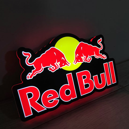 Red Bull Video Game Lightbox, Energy Drink Sign LED Light Box, Perfect for Mancave, Functional Dimmer, 5V, USB Compatible