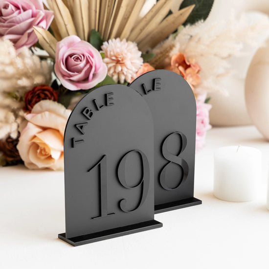 Matte Black Table Numbers- Arched Black Acrylic Wedding Table Numbers Wedding Reception Decoration Wedding Signs Wedding Signage