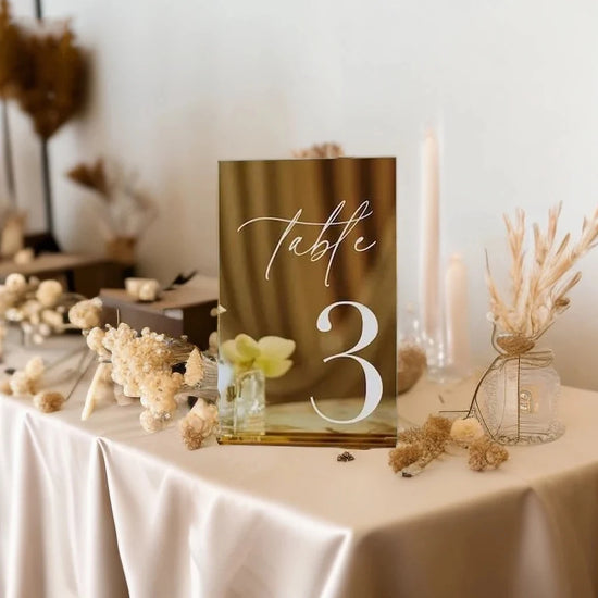 Mirror Silver Wedding Table Numbers With Stand Wedding Table Decor Acrylic Luxury Wedding Signage Table Number Stand