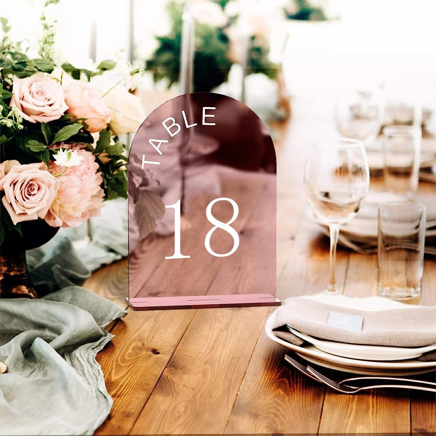 Modern Table Numbers - Wedding Table Numbers - Rose Gold Mirror Table Signs - Wedding Table Decor - Reception Signage