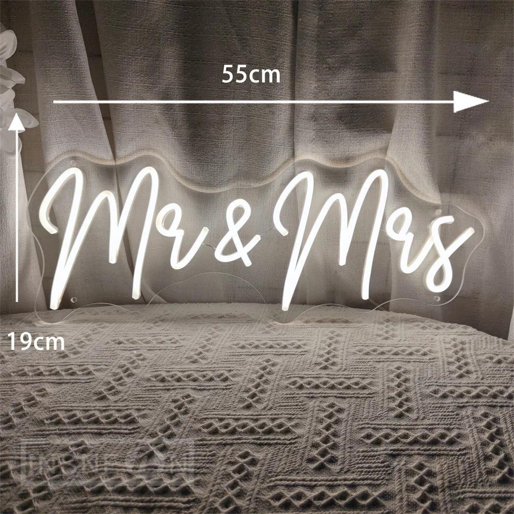 Neon LED Sign Mr & Mrs Custom Wedding Party Wall Neon Sign Light Room Bedroom Decor Hanging Neon Lamp Decoration Gifts Neon Lamp