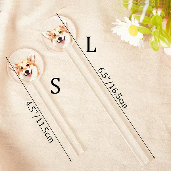 Personalized Acrylic printing  2-Sided Dog Cat Drink Stir Stick Custom Pet Drink Stir Stick Watercolor Acrylic Cocktail Stirrers