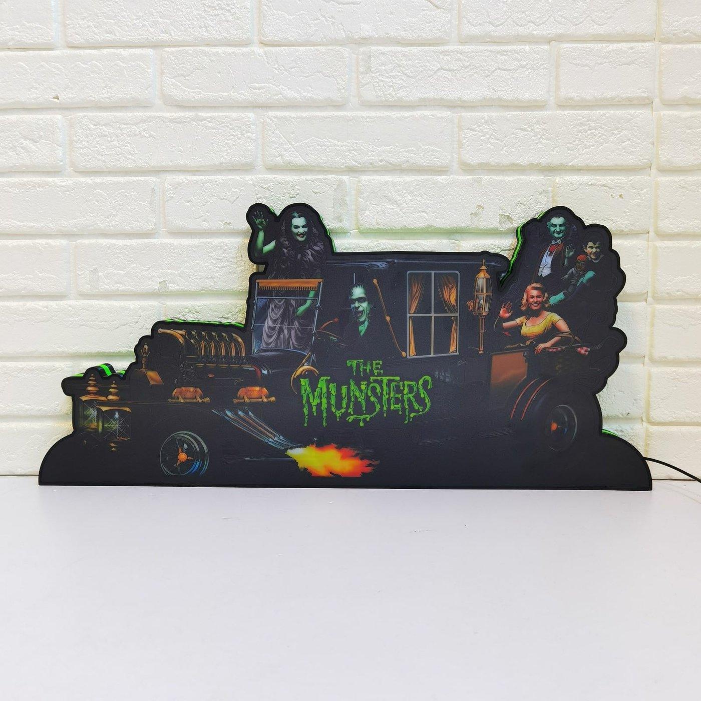 The Munsters Pinball Top LED Light Box Classic Spooky Trinket for Your Game