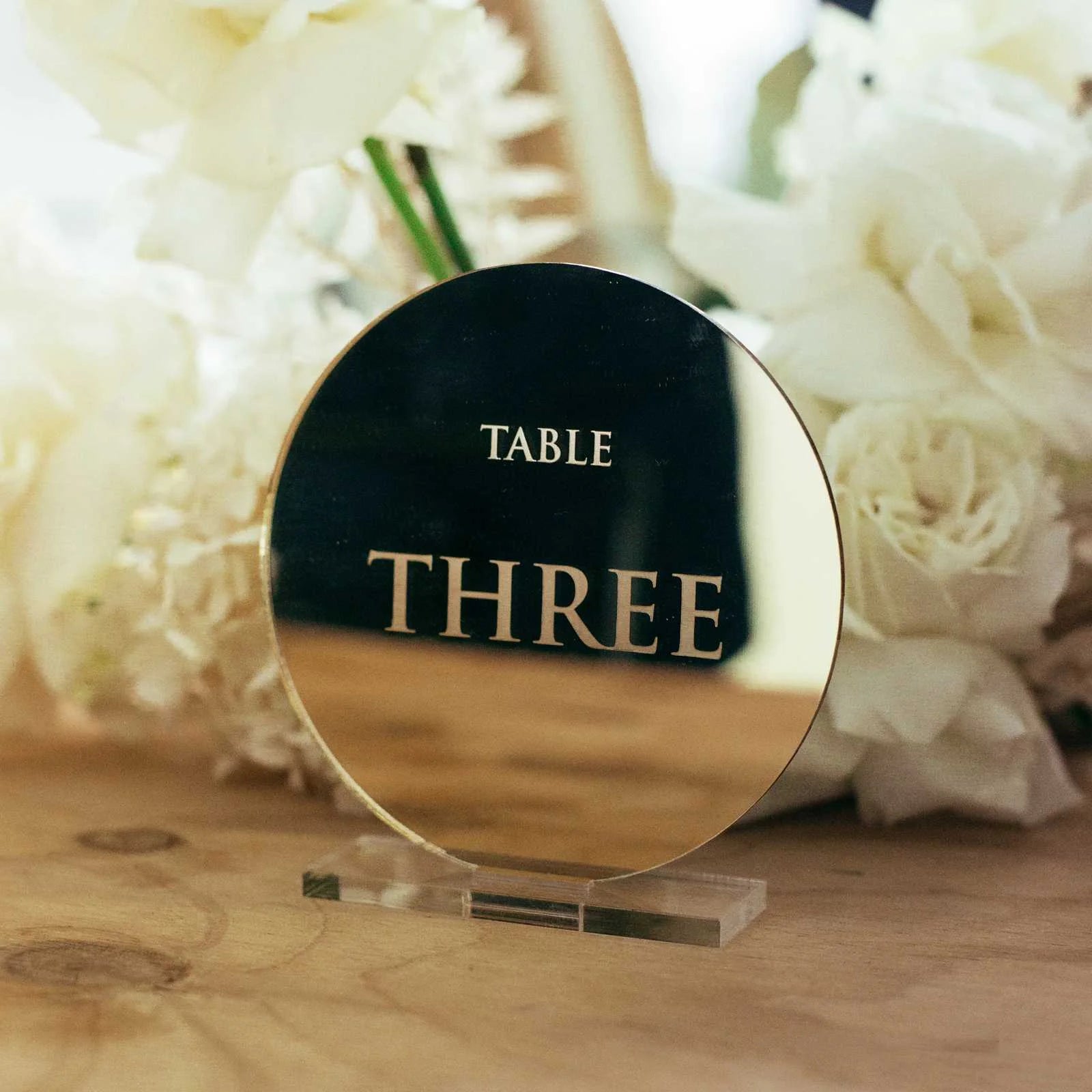 Round Mirror Table Numbers Personalized Acrylic Table Numbers Holder Gold Mirror Sign Engraved Round Acrylic Wedding Decor