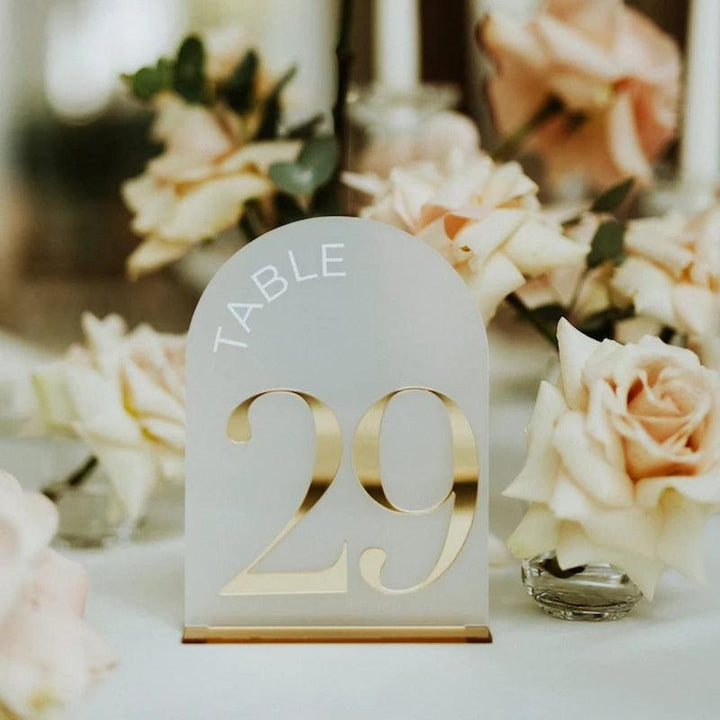 Wedding Table Number Gold Mirrored Acrylic Arched Table Numbers Wedding Decor Signs - FYLZGO Signs