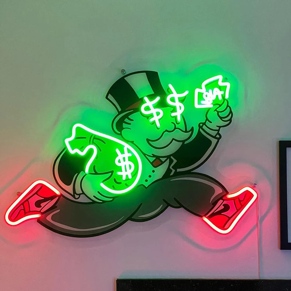 Neon Sign Custom Money Bag Man Cave Neon Signs Living Room Decoration Signage Neon for Office Room Bar Club Wall Art Decor Signs