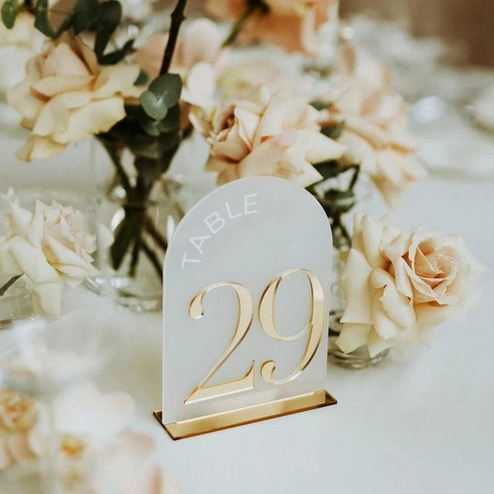 Wedding Table Number Gold Mirrored Acrylic Arched Table Numbers Wedding Decor Signs - FYLZGO Signs